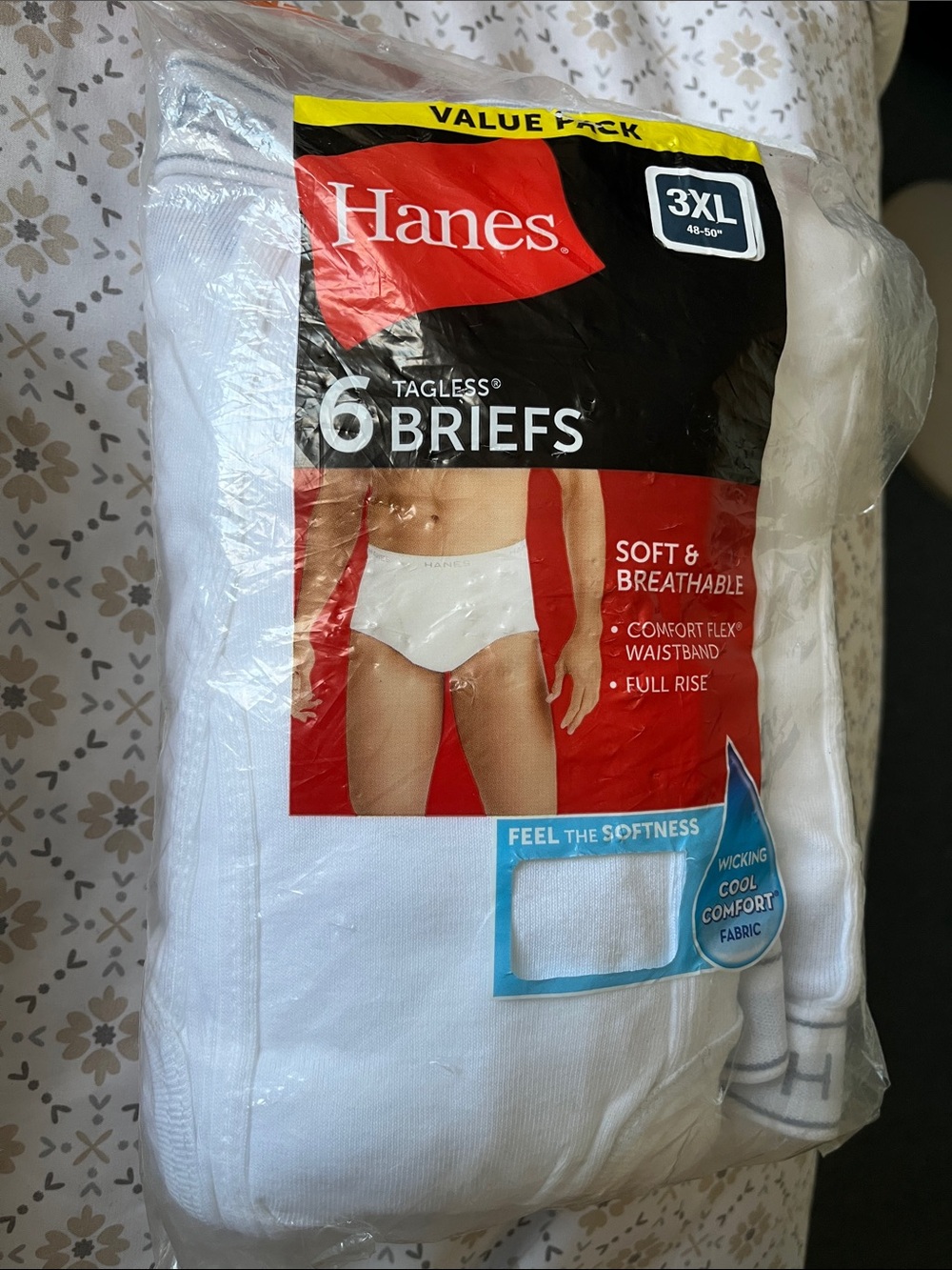 Hanes White 6-Pack Tagless Briefs 3XL